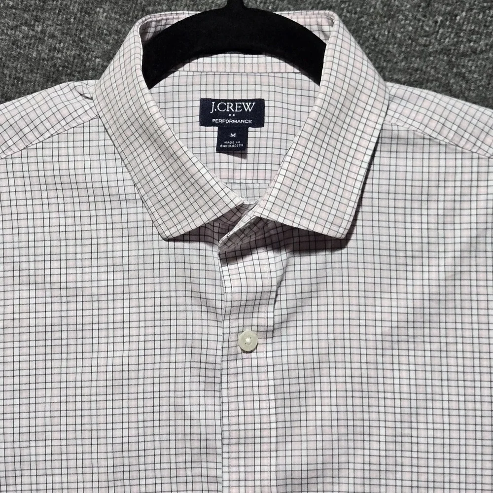 J. Crew Performance Pink Plaid Button Shirt Sz Medium Casual Work Office